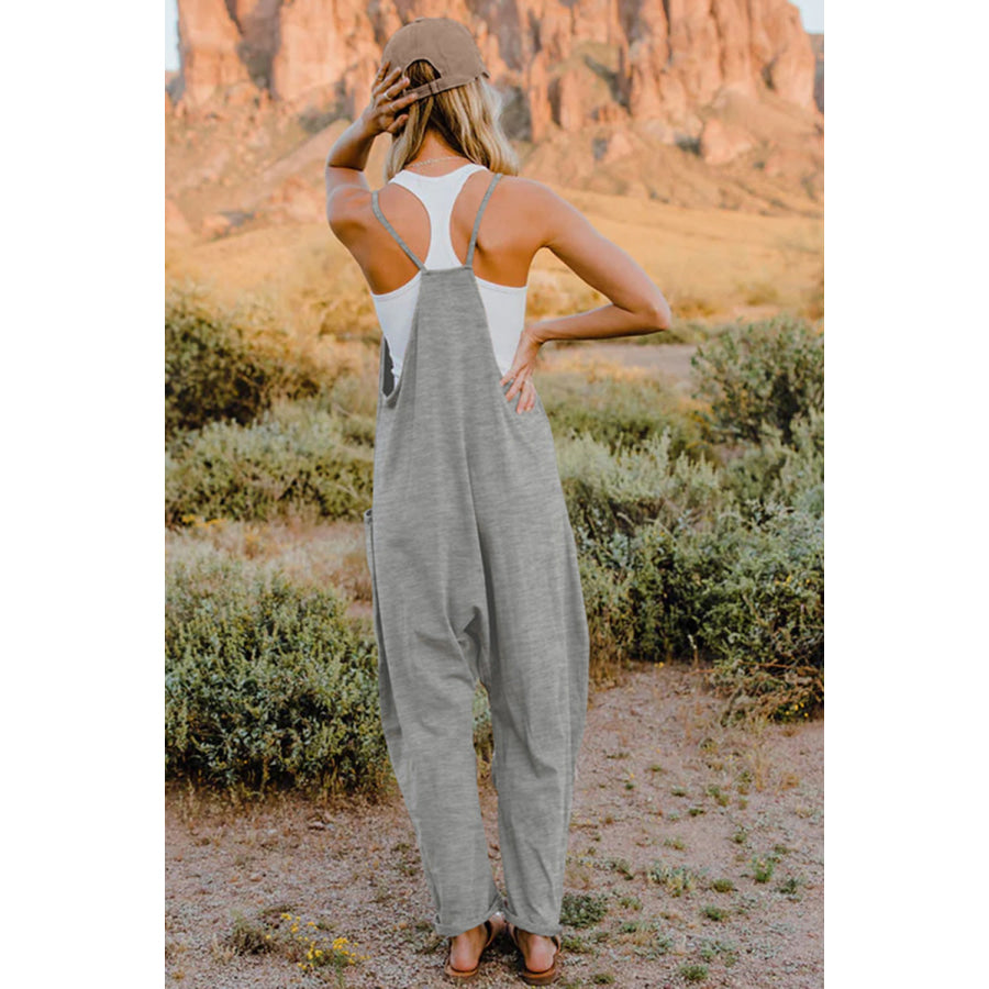 Double Take Full Size V-Neck Sleeveless Jumpsuit with Pockets Apparel and Accessories