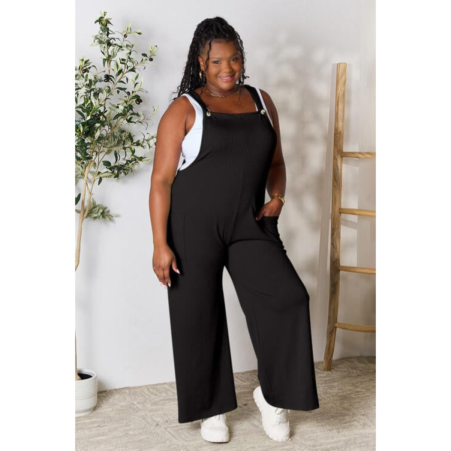 Double Take Full Size Wide Strap Overall with Pockets