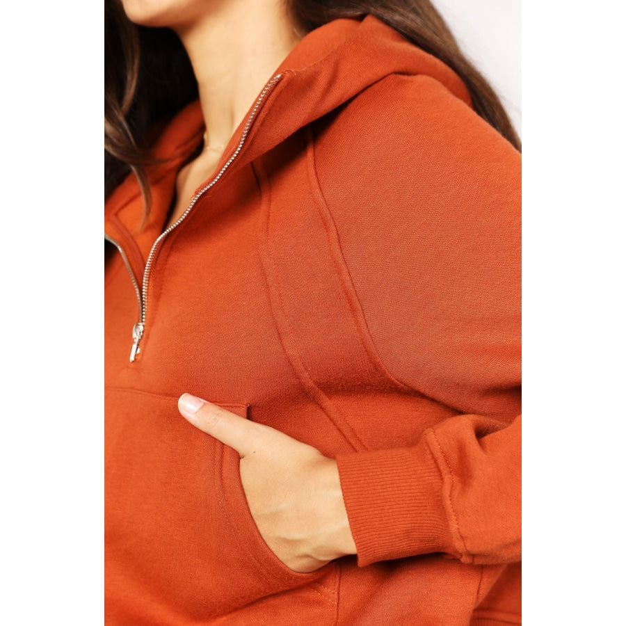 Double Take Half-Zip Long Sleeve Hoodie