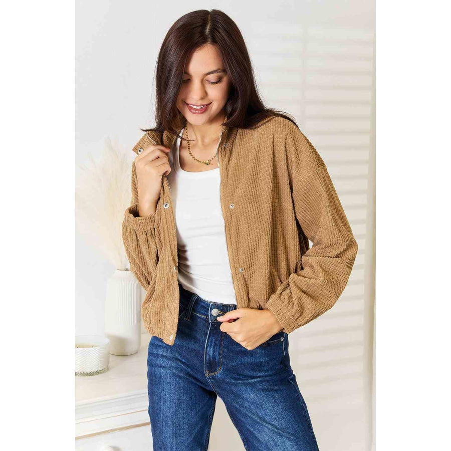 Double Take Long Sleeve Dropped Shoulder Jacket