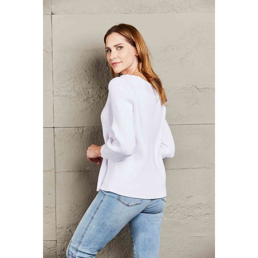 Double Take Off - Shoulder Rib - Knit Sweater White / S