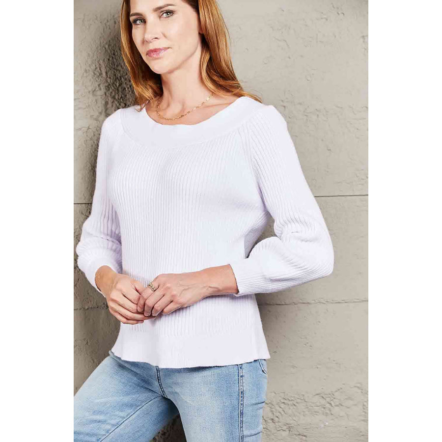 Double Take Off - Shoulder Rib - Knit Sweater