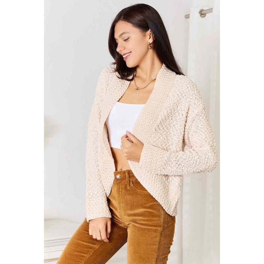 Double Take Open Front Long Sleeve Cardigan Clothing