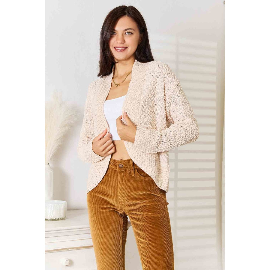 Double Take Open Front Long Sleeve Cardigan Clothing