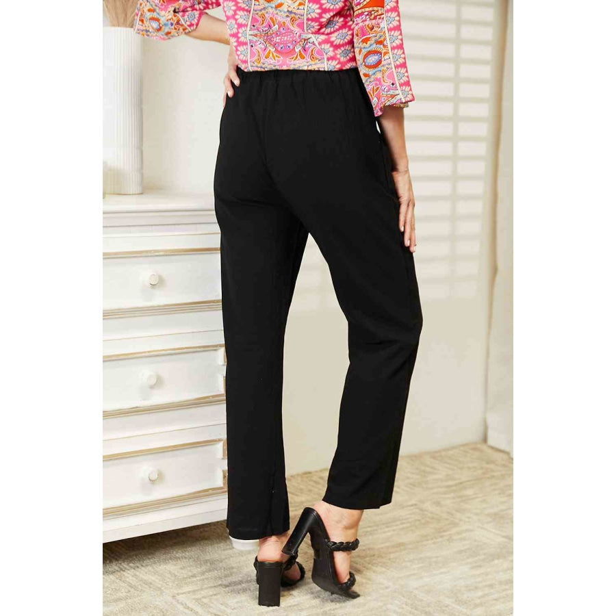 Double Take Pull-On Pants with Pockets Black / S