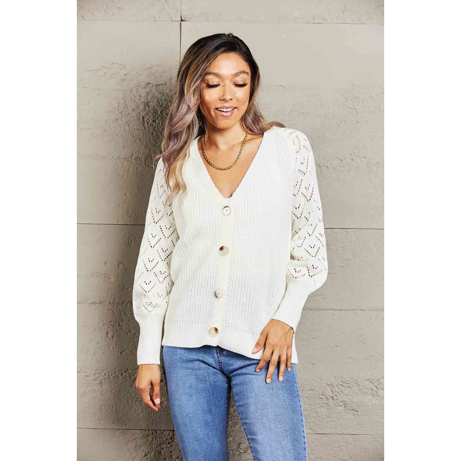 Double Take Rib-Knit Plunge Raglan Sleeve Cardigan Apparel and Accessories