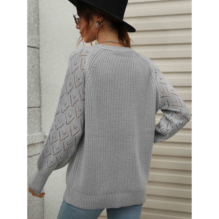 Double Take Rib-Knit Plunge Raglan Sleeve Cardigan Apparel and Accessories