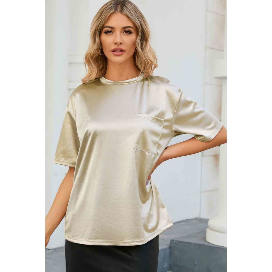 Double Take Round Neck Dropped Shoulder Top Shirts &amp; Tops