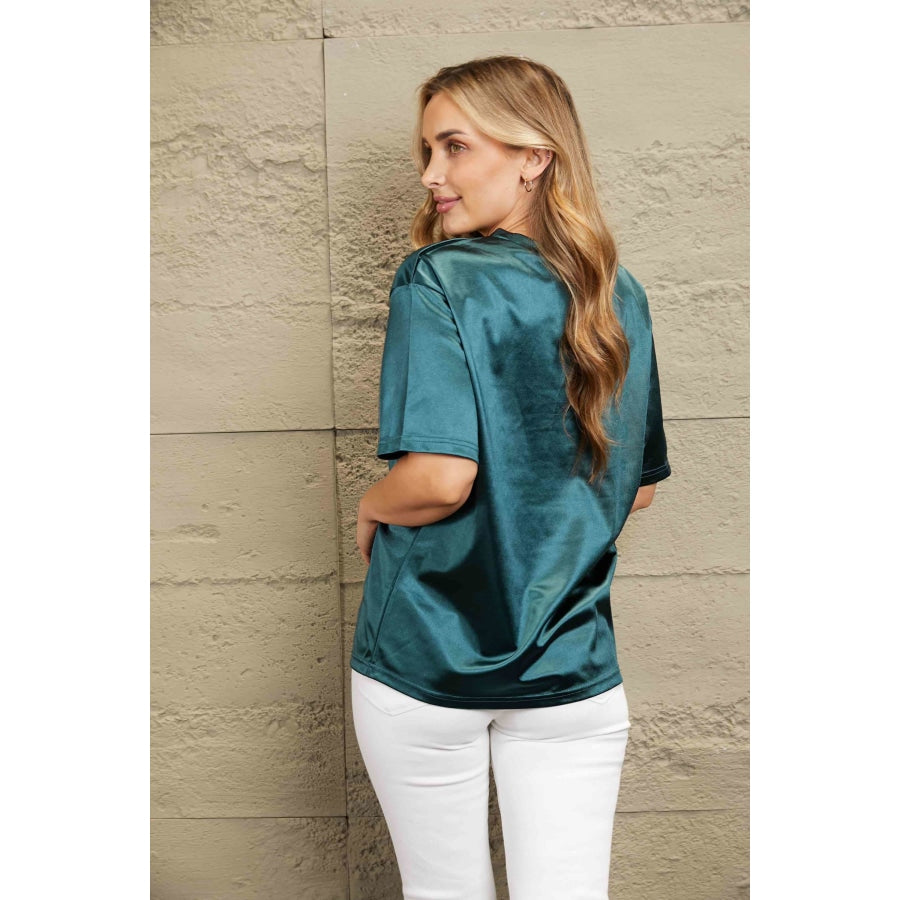 Double Take Round Neck Dropped Shoulder Top Shirts &amp; Tops