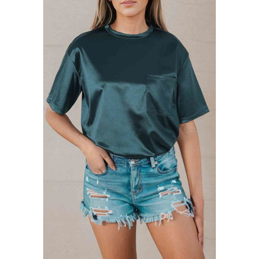 Double Take Round Neck Dropped Shoulder Top Shirts &amp; Tops