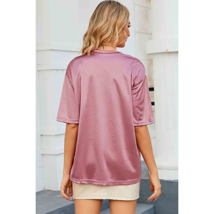 Double Take Round Neck Dropped Shoulder Top Shirts &amp; Tops