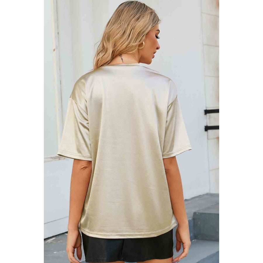 Double Take Round Neck Dropped Shoulder Top Shirts &amp; Tops
