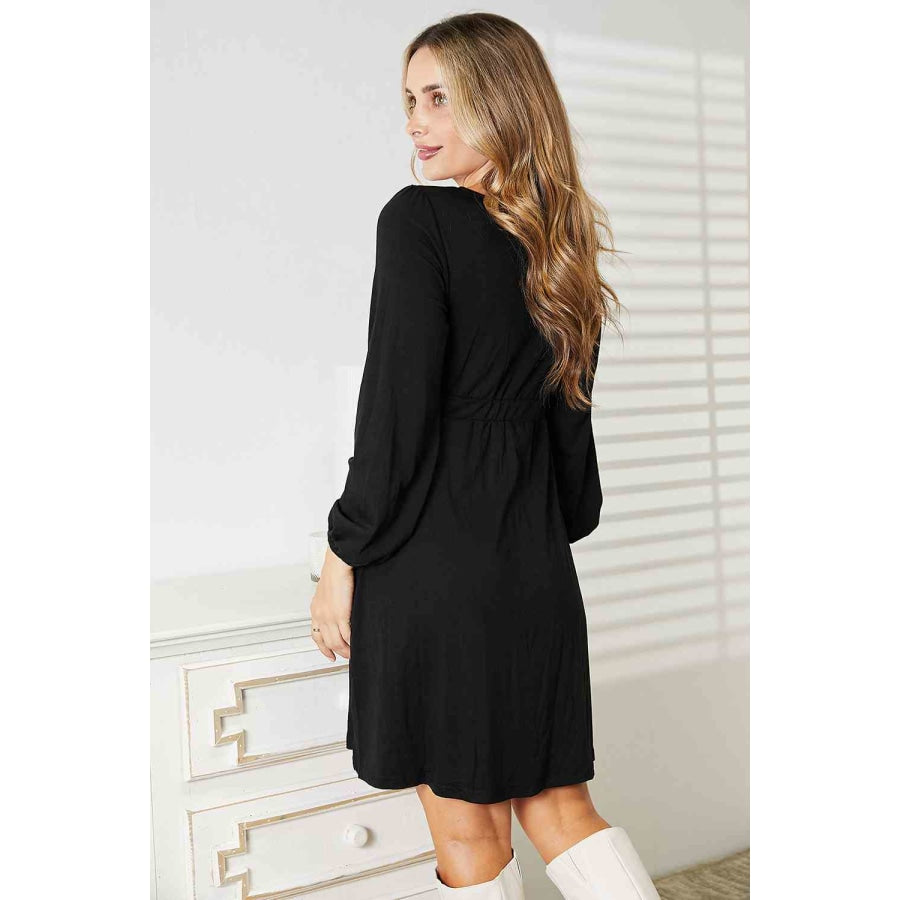 Double Take Scoop Neck Empire Waist Long Sleeve Magic Dress Apparel and Accessories