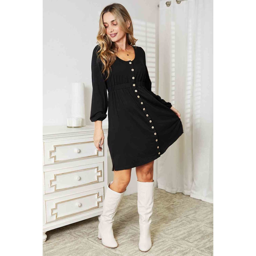 Double Take Scoop Neck Empire Waist Long Sleeve Magic Dress Apparel and Accessories