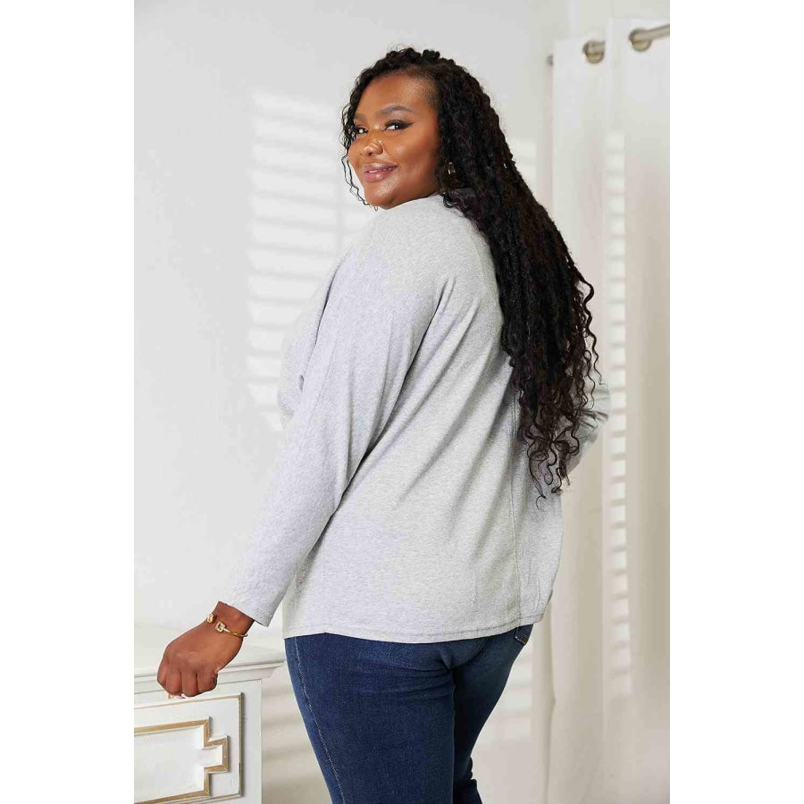 Double Take Seam Detail Round Neck Long Sleeve Top