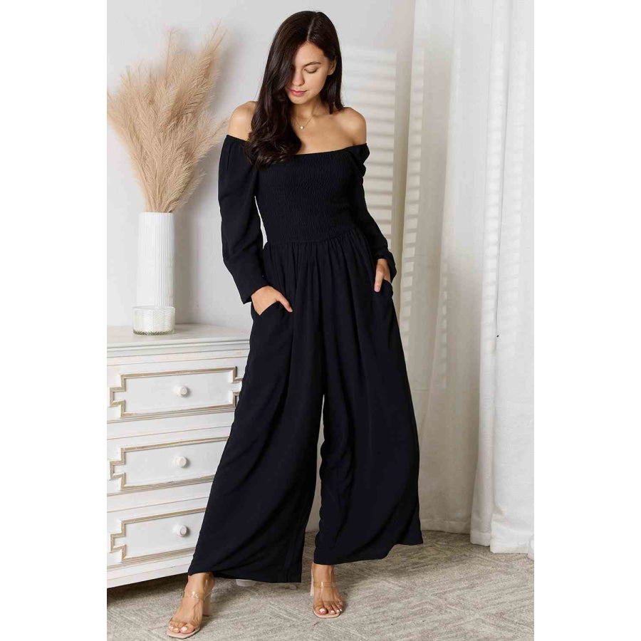 Double Take Square Neck Jumpsuit with Pockets Apparel and Accessories