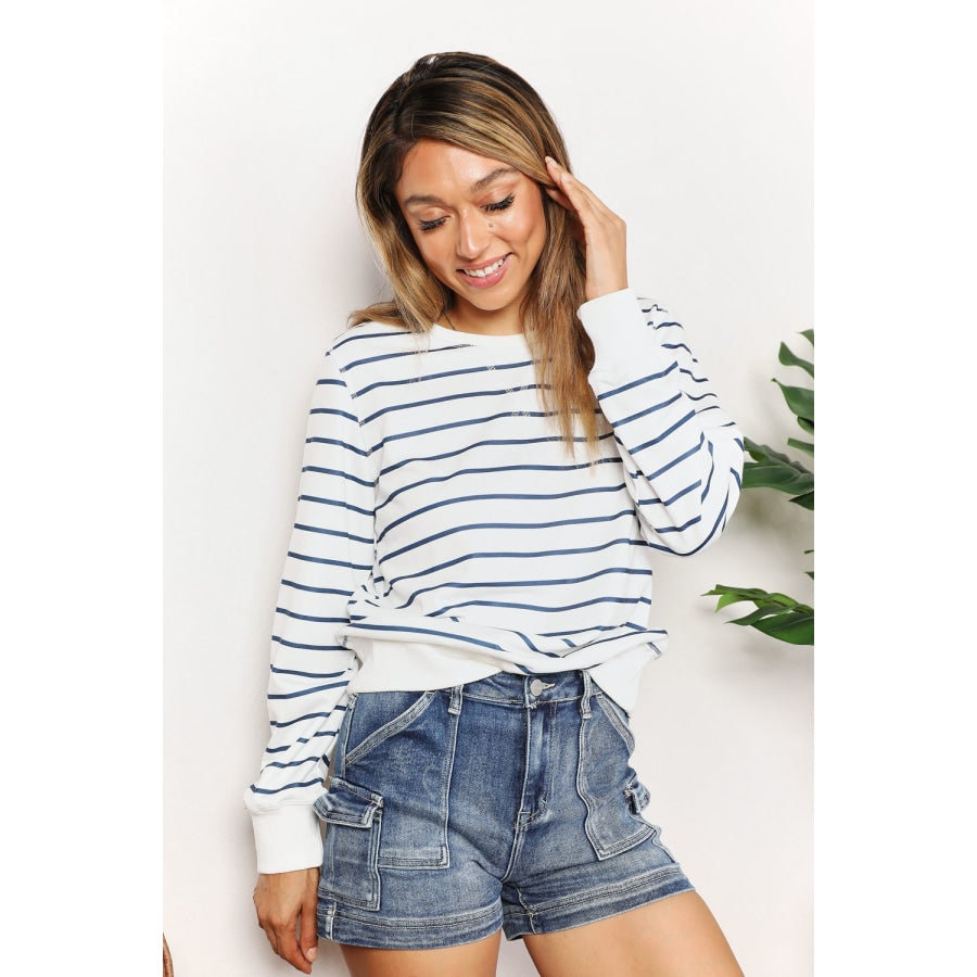 Double Take Striped Long Sleeve Round Neck Top