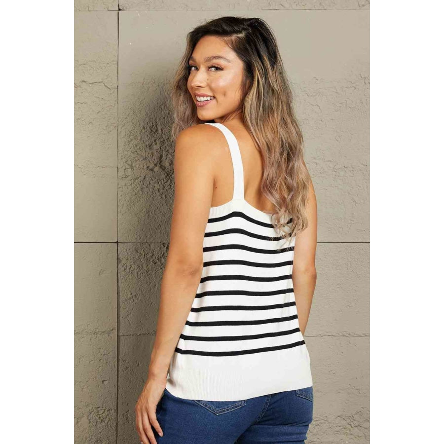 Double Take Striped Straight Neck Cami Stripe / S Shirts & Tops