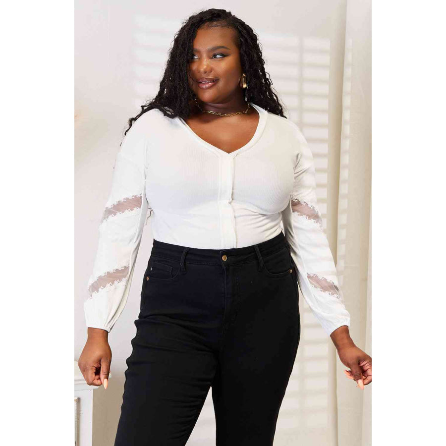 Double Take V-Neck Dropped Shoulder Blouse White / S Shirts & Tops