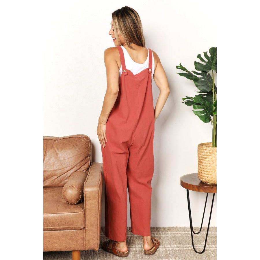 Double Take Wide Leg Overalls with Front Pockets