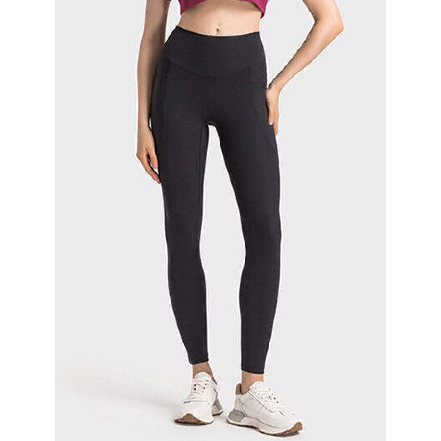 Double Take Wide Waistband Leggings Black / 4 Apparel and Accessories