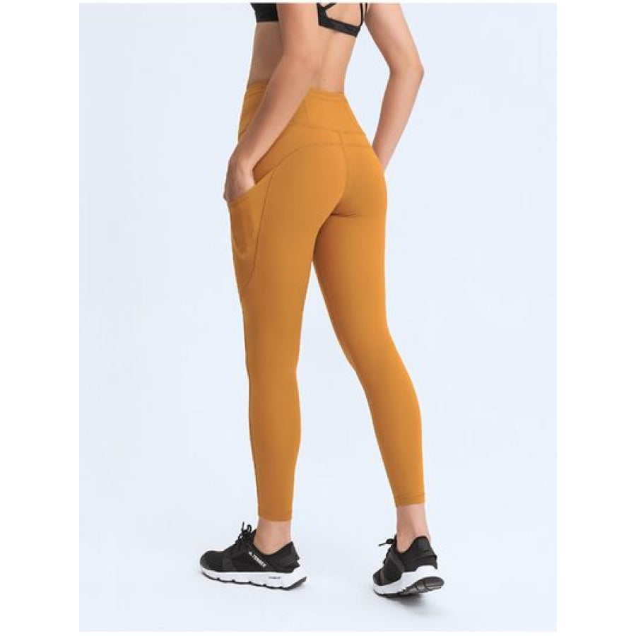 Double Take Wide Waistband Leggings with Pockets Apparel and Accessories