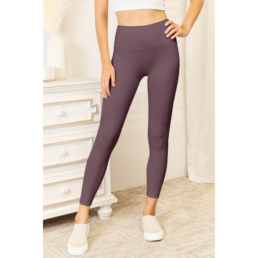 Double Take Wide Waistband Sports Leggings Chocolate / L Leggings