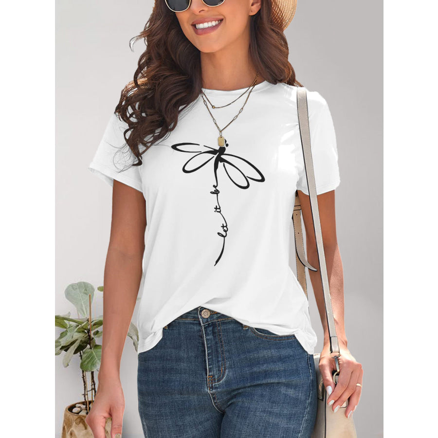 Dragonfly Graphic Round Neck Short Sleeve T-Shirt Apparel and Accessories