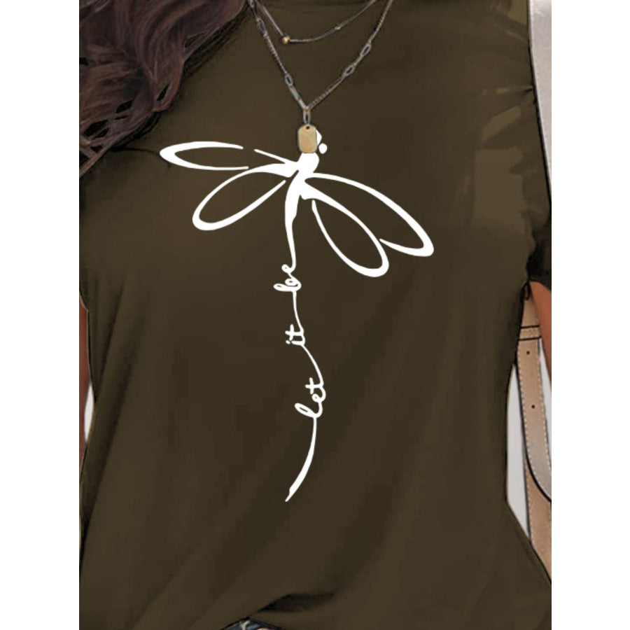 Dragonfly Graphic Round Neck Short Sleeve T-Shirt Apparel and Accessories