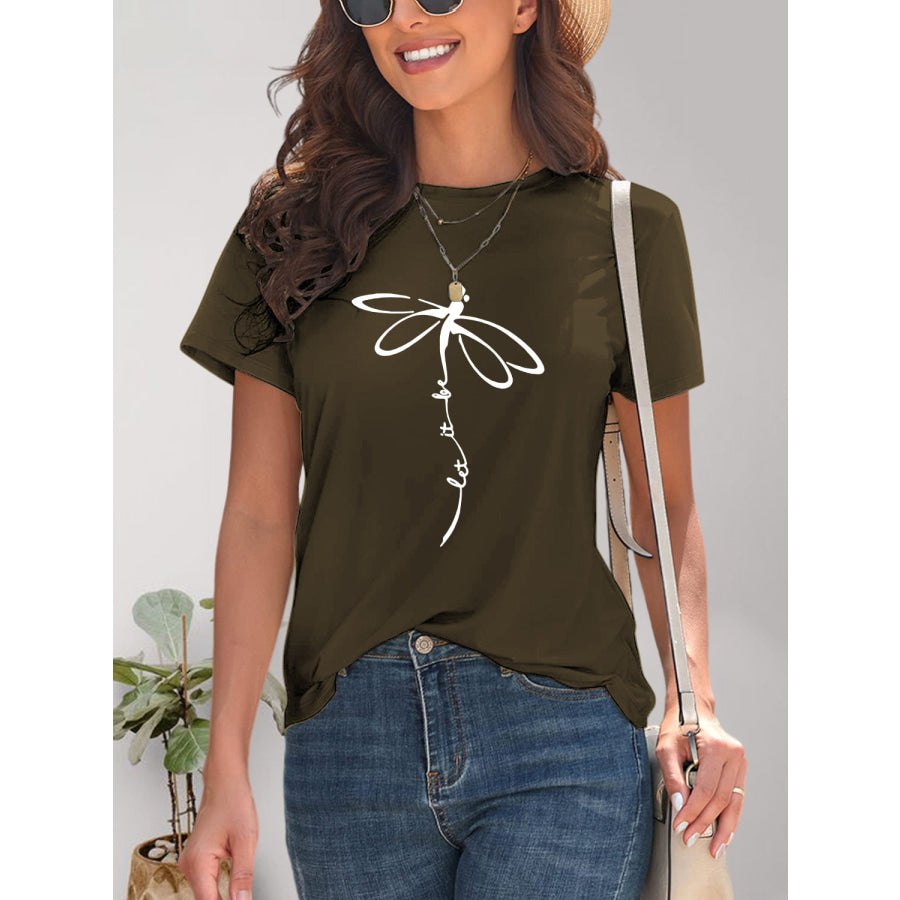 Dragonfly Graphic Round Neck Short Sleeve T-Shirt Apparel and Accessories