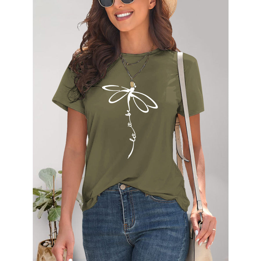 Dragonfly Graphic Round Neck Short Sleeve T-Shirt Apparel and Accessories