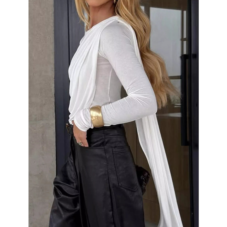 Draped Ruched Long Sleeve Top Apparel and Accessories