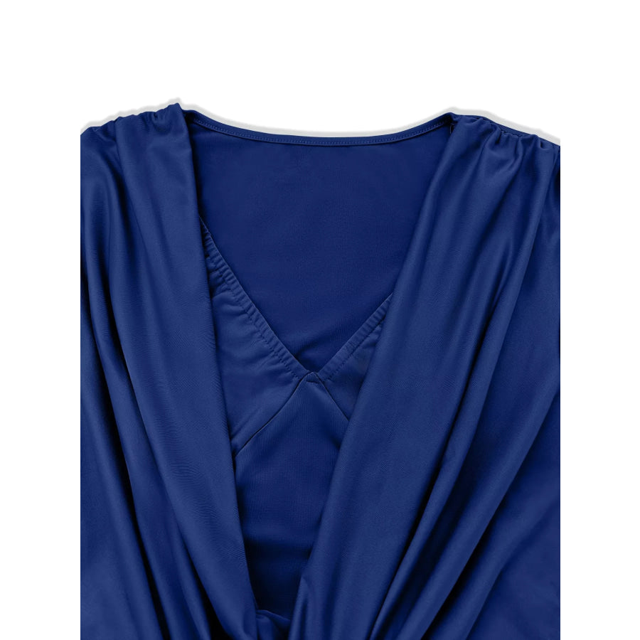 Draped V-Neck Long Sleeve Bodycon Mini Dress Apparel and Accessories