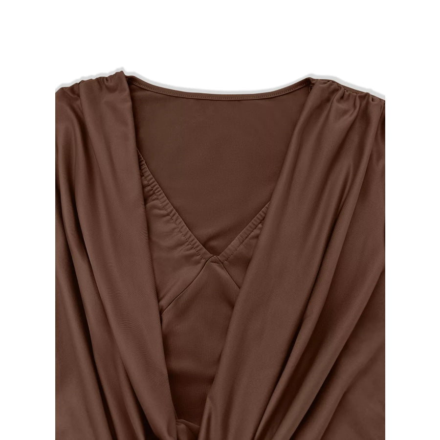Draped V-Neck Long Sleeve Bodycon Mini Dress Apparel and Accessories