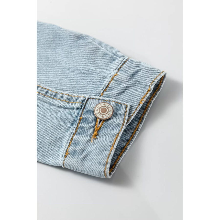 Draw-cord Hem Light Wash Denim Jacket Apparel and Accessories
