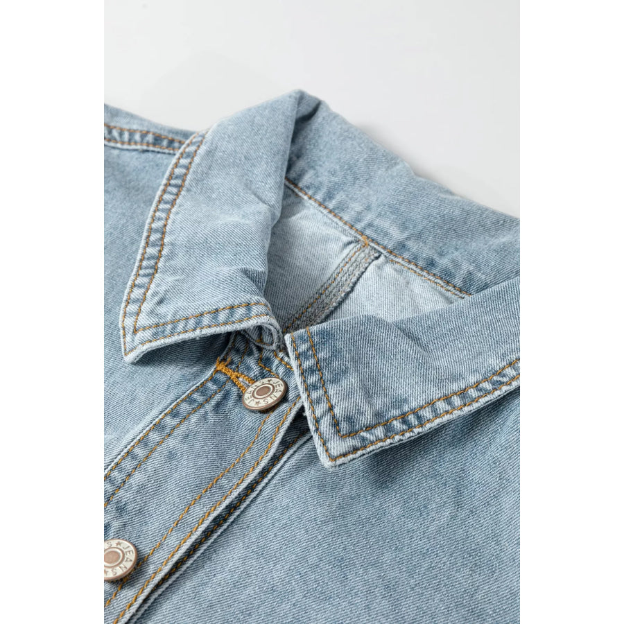 Draw-cord Hem Light Wash Denim Jacket Apparel and Accessories