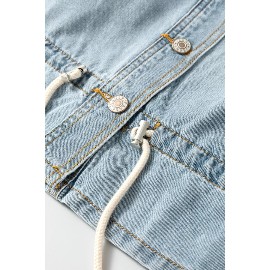 Draw-cord Hem Light Wash Denim Jacket Apparel and Accessories