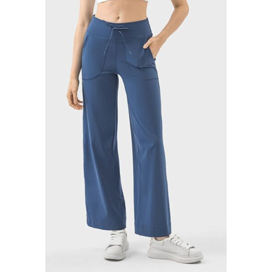 Drawstring Active Pants with Pockets Dusty Blue / 4 Apparel and Accessories