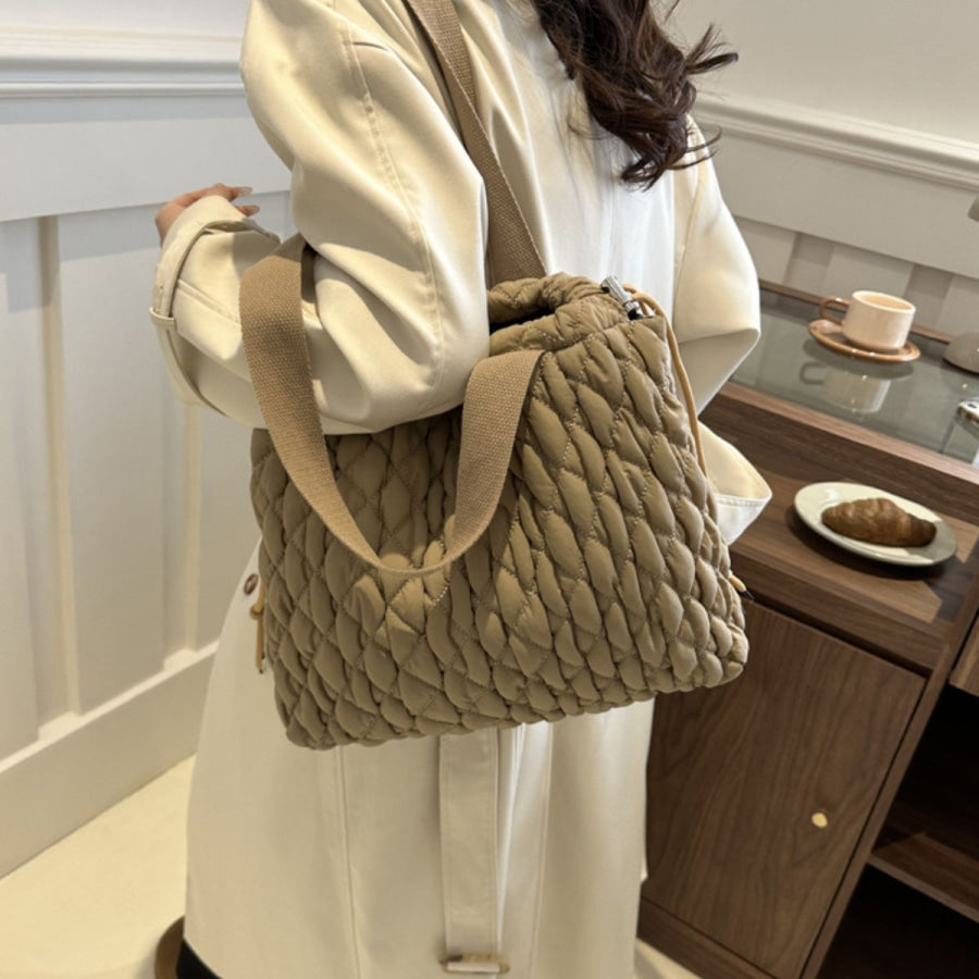 Drawstring Bubble Texture Tote Bag Apparel and Accessories