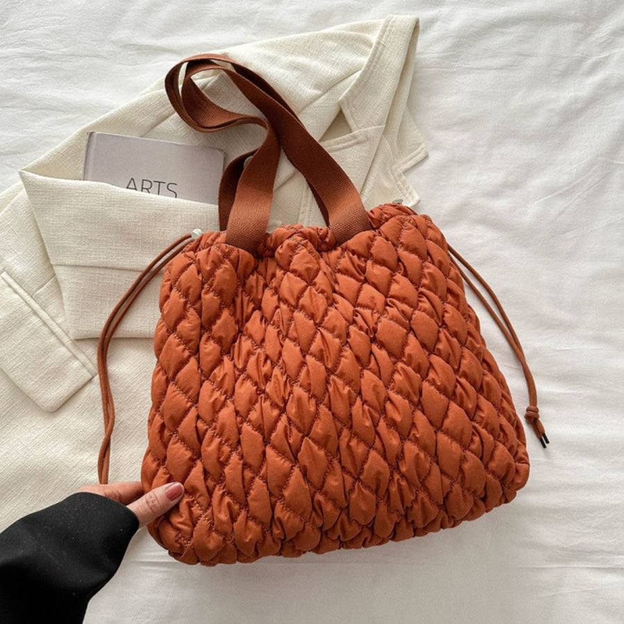 Drawstring Bubble Texture Tote Bag Apparel and Accessories