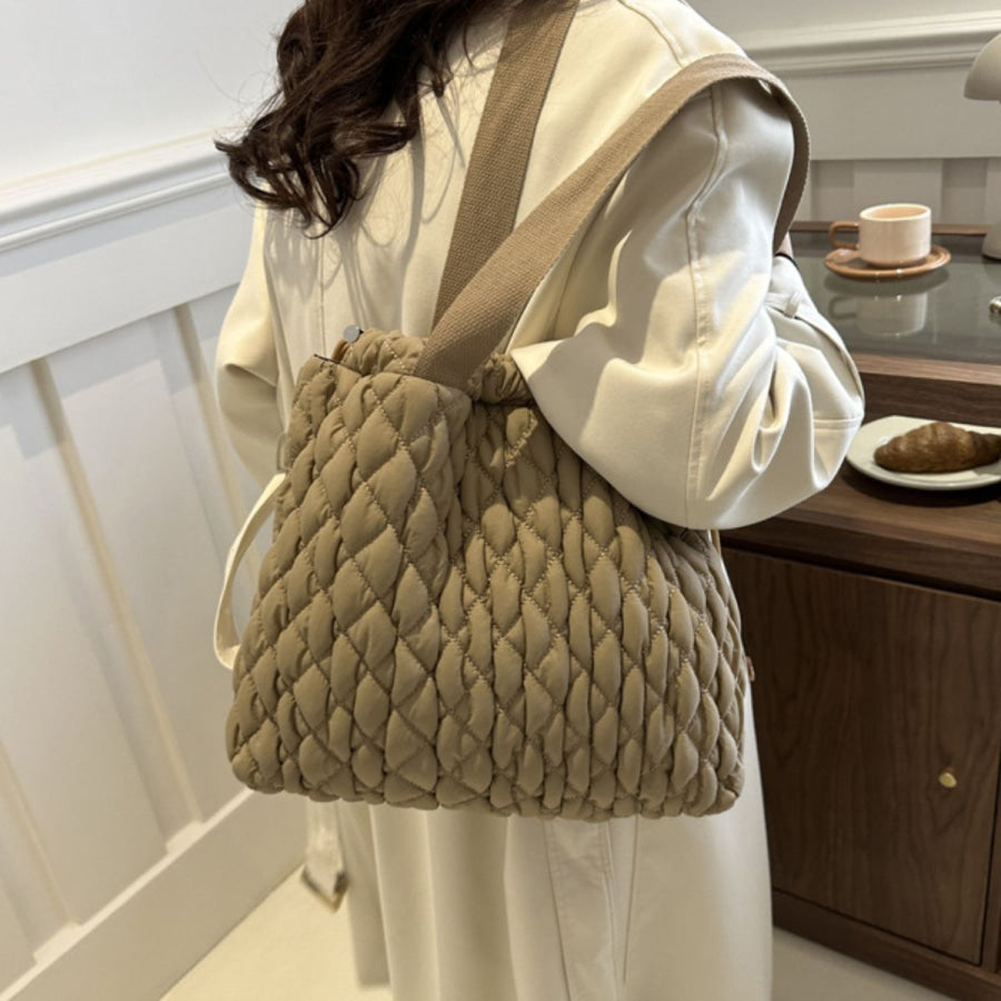 Drawstring Bubble Texture Tote Bag Apparel and Accessories