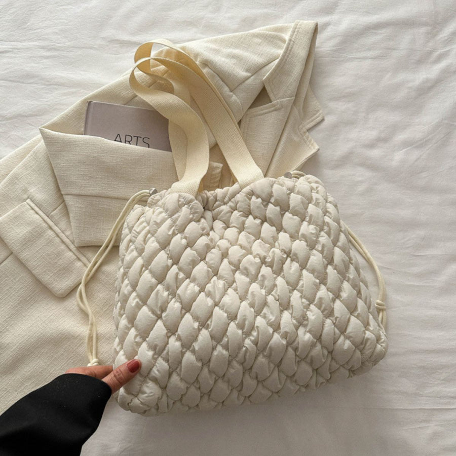 Drawstring Bubble Texture Tote Bag Apparel and Accessories