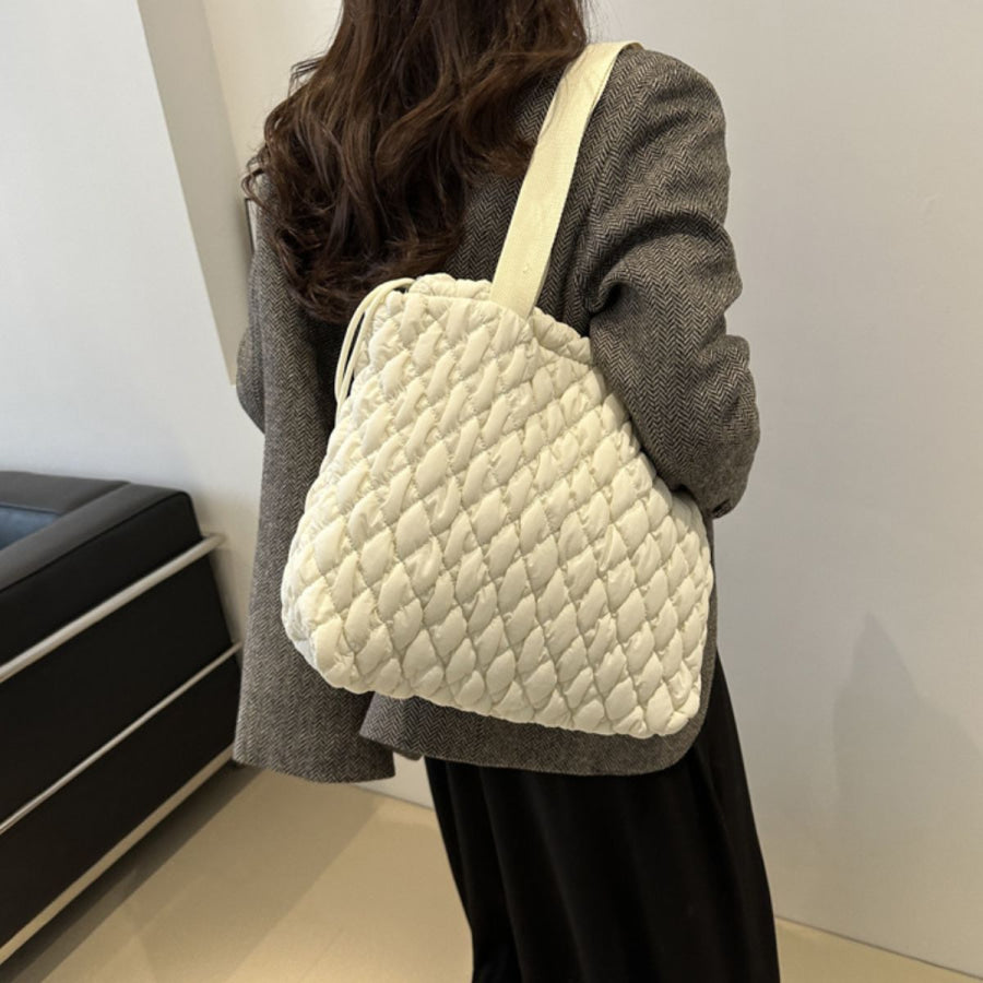 Drawstring Bubble Texture Tote Bag Apparel and Accessories