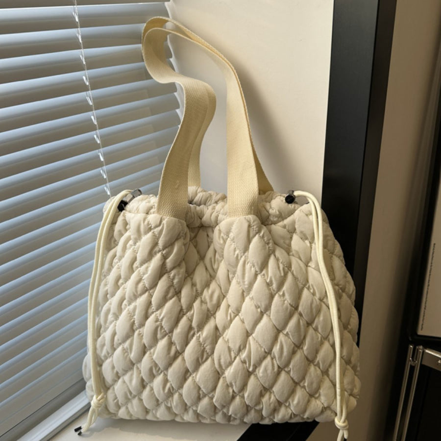 Drawstring Bubble Texture Tote Bag Apparel and Accessories