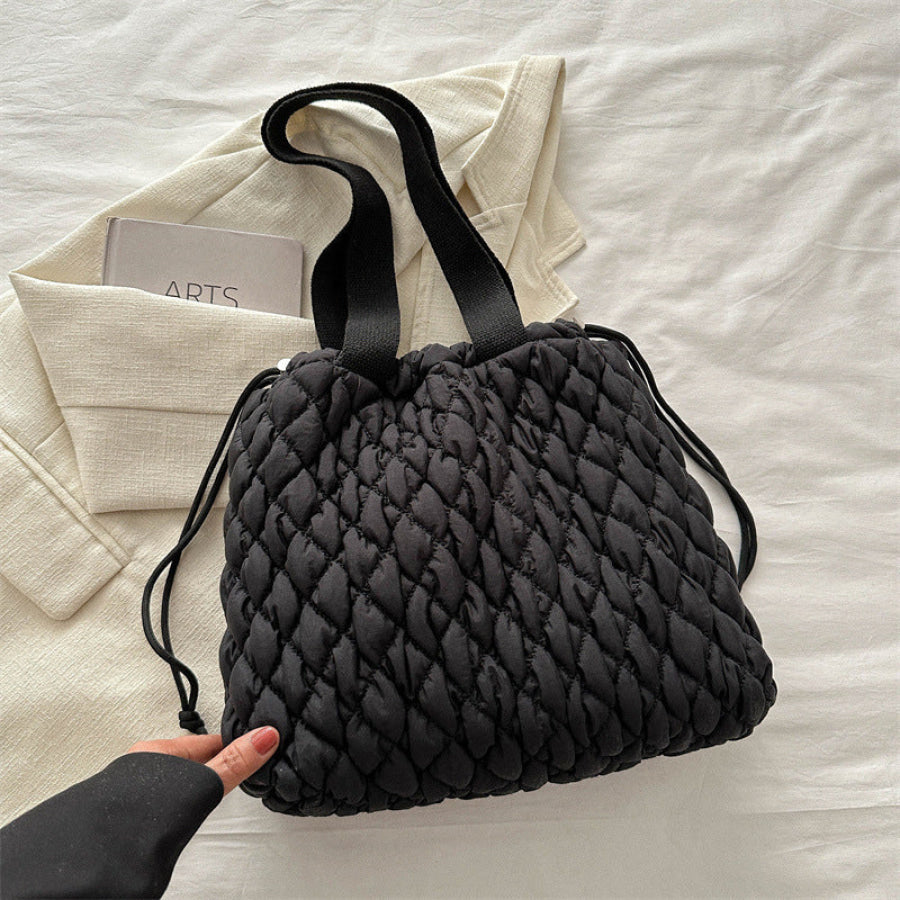 Drawstring Bubble Texture Tote Bag Apparel and Accessories