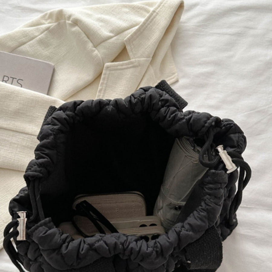 Drawstring Bubble Texture Tote Bag Apparel and Accessories