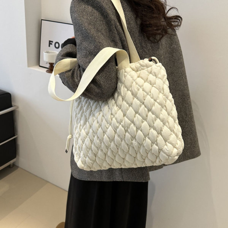 Drawstring Bubble Texture Tote Bag Apparel and Accessories