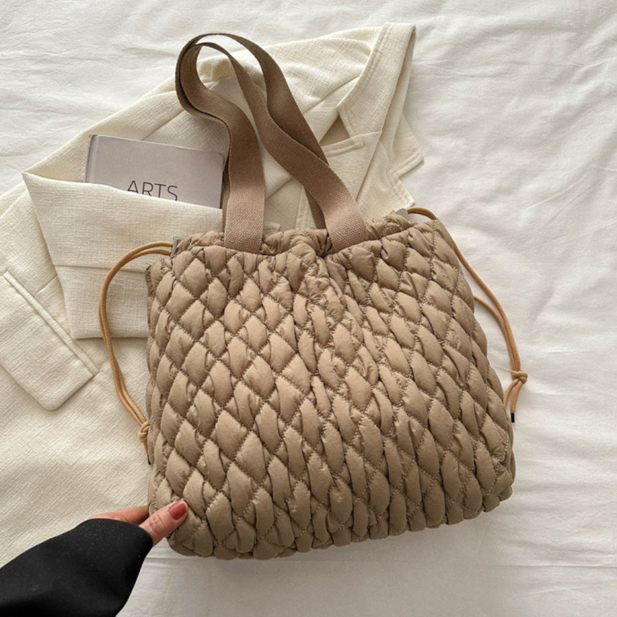 Drawstring Bubble Texture Tote Bag Apparel and Accessories