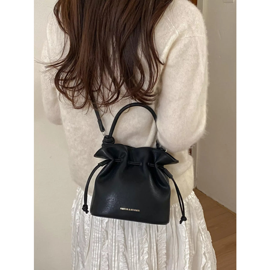 Drawstring Bucket Crossbody Bag Black / One Size Apparel and Accessories