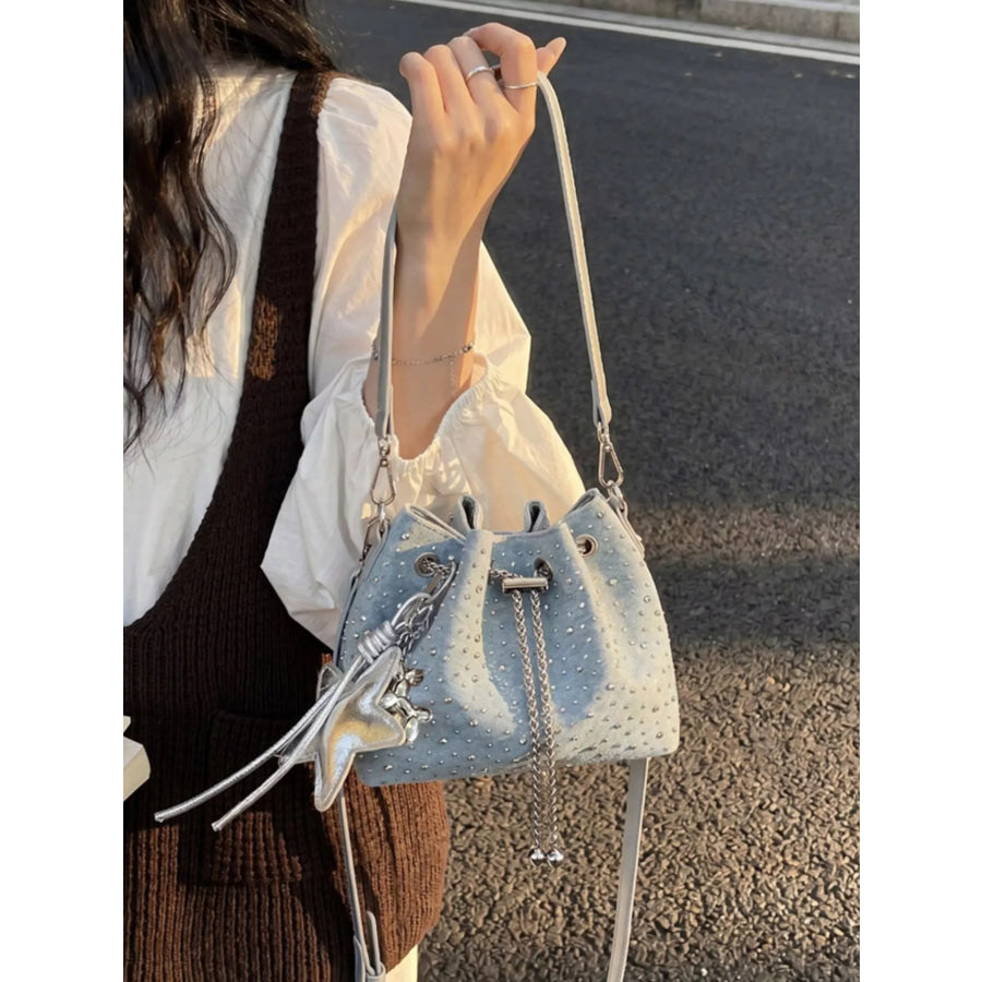 Drawstring Bucket Crossbody Bag Blue / One Size Apparel and Accessories